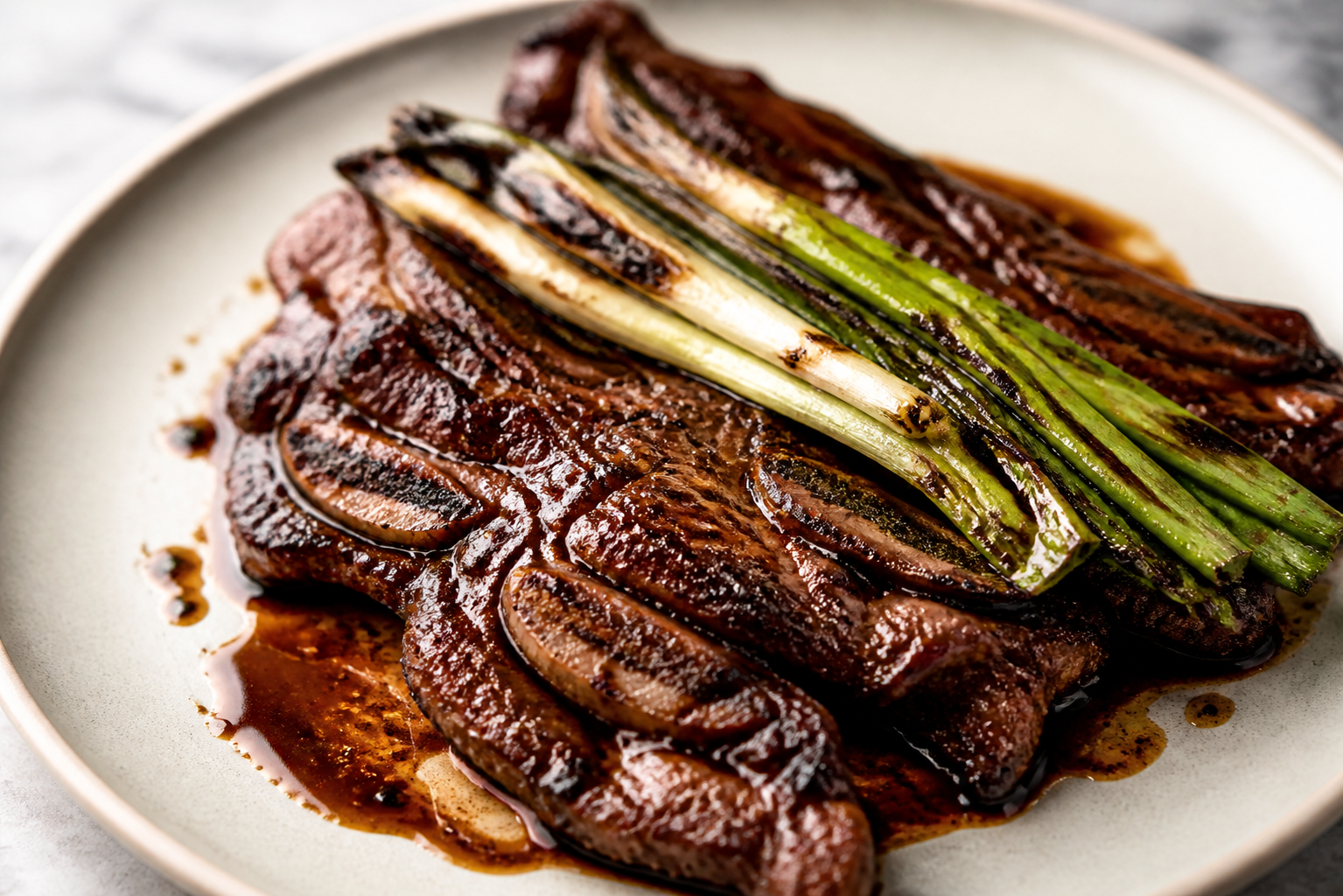 Grilled Short Ribs with Coffee, Cocoa, and Charred Scallions