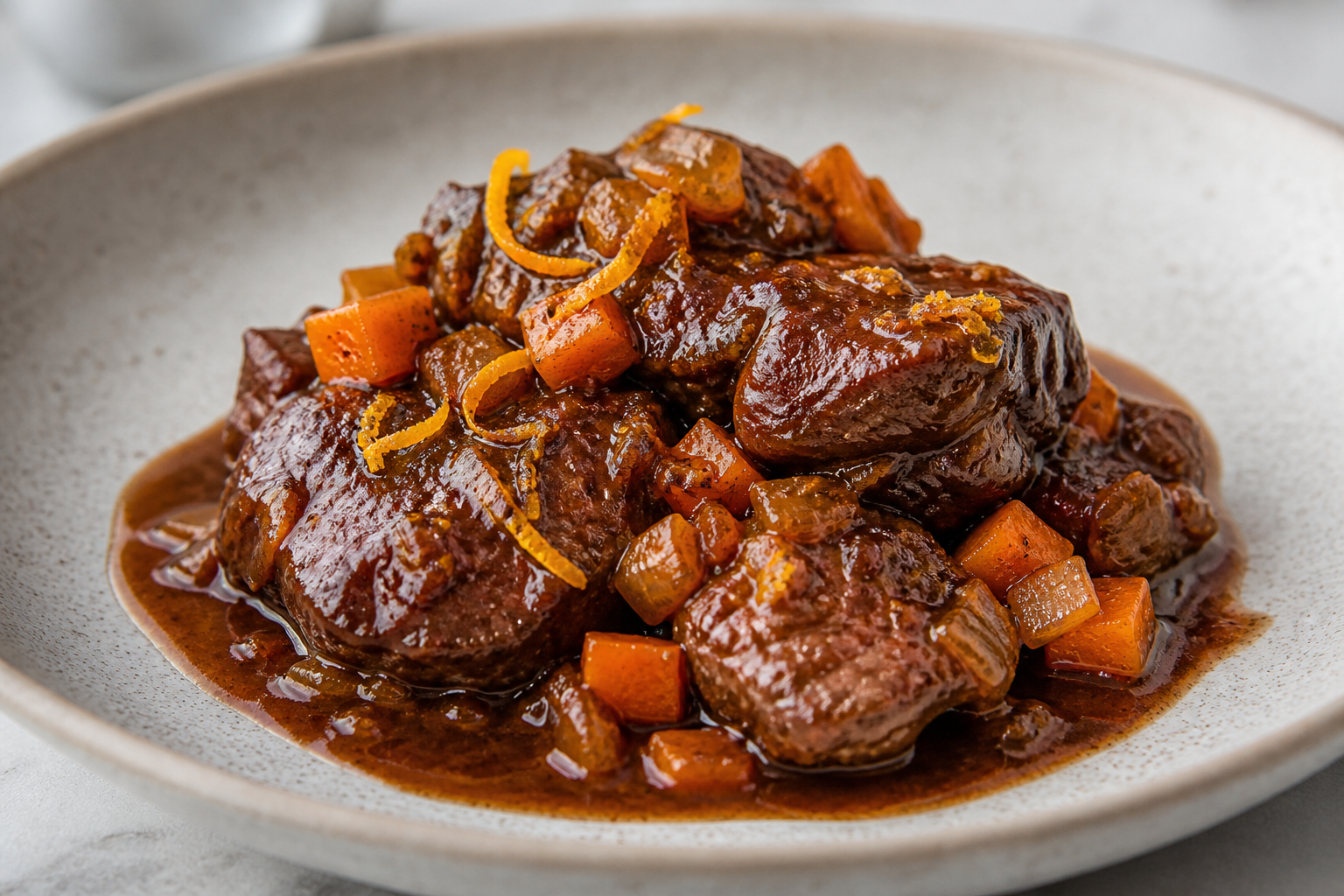 Slow Cooker Pork Cheeks with Cocoa and Orange