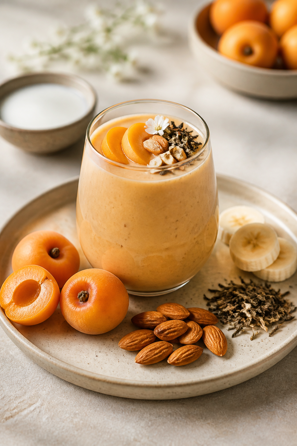 Loquat Velvet Smoothie with Vanilla, Almond and White Tea