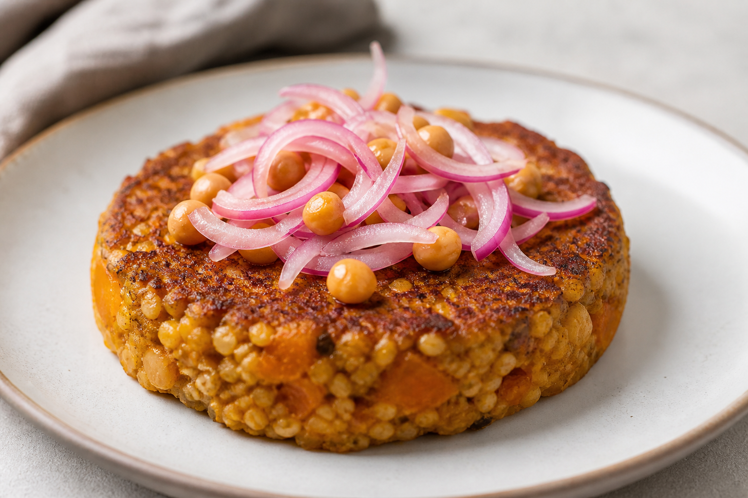 Tortón Económico de Trigo Burgol, Calabaza y Garbanzos con Cebolla al Vinagre