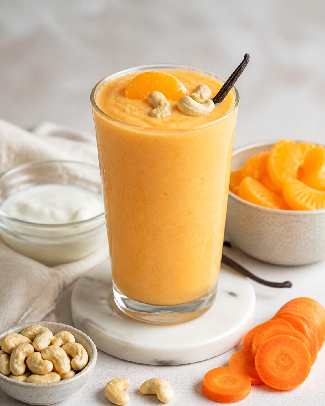 Mandarin, Carrot and Cashew Breeze Smoothie with Vanilla