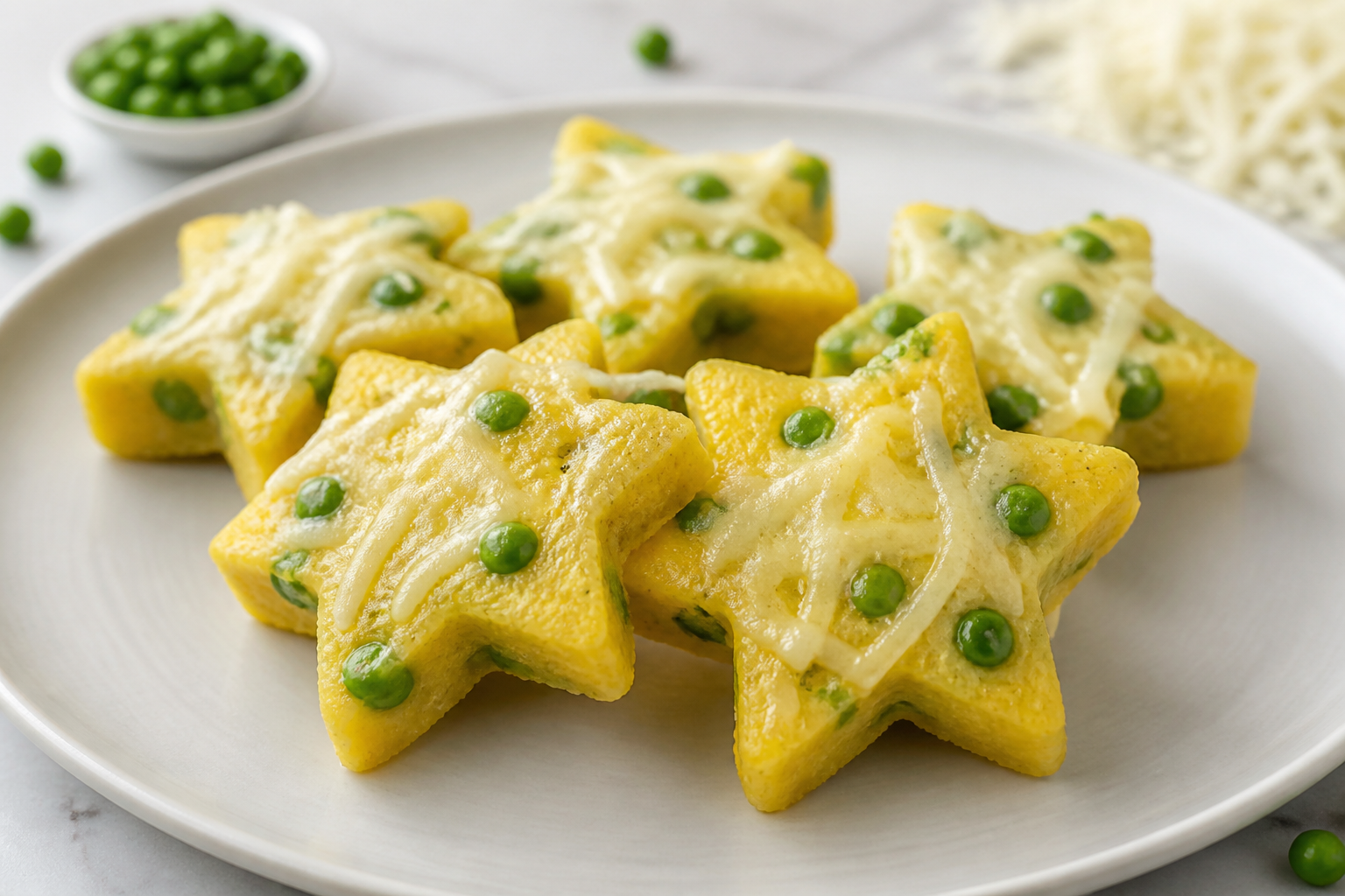 Playful Polenta, Cheese and Pea Stars