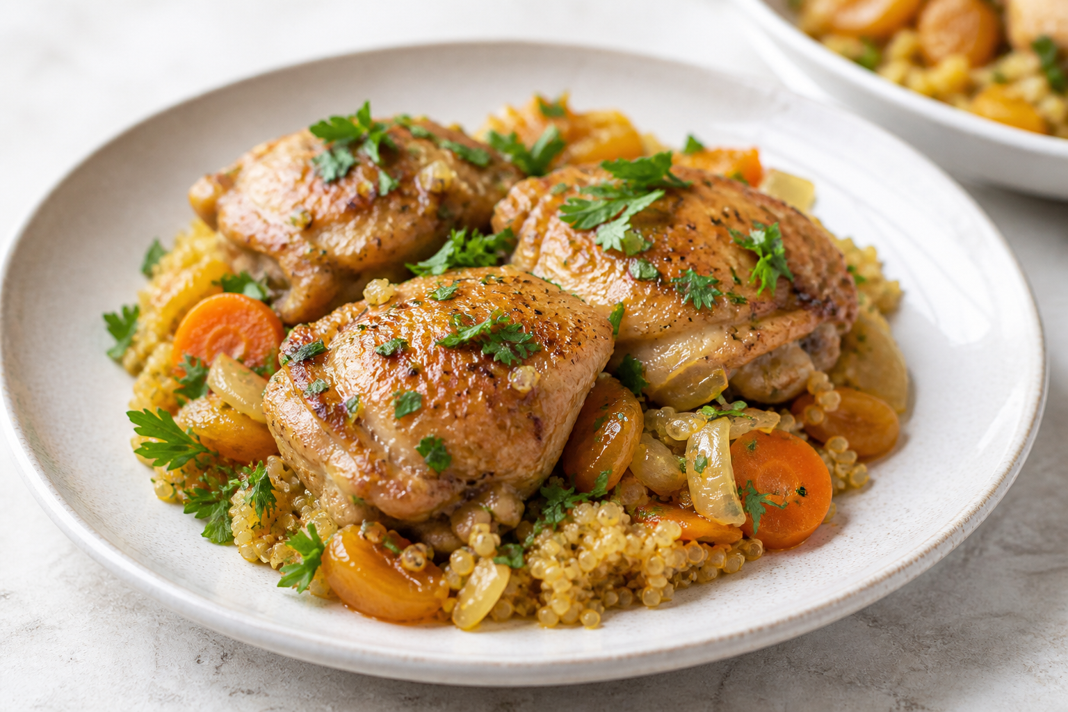 Instant Pot Chicken with Carrots, Dried Apricots, and Spiced Lemon Quinoa