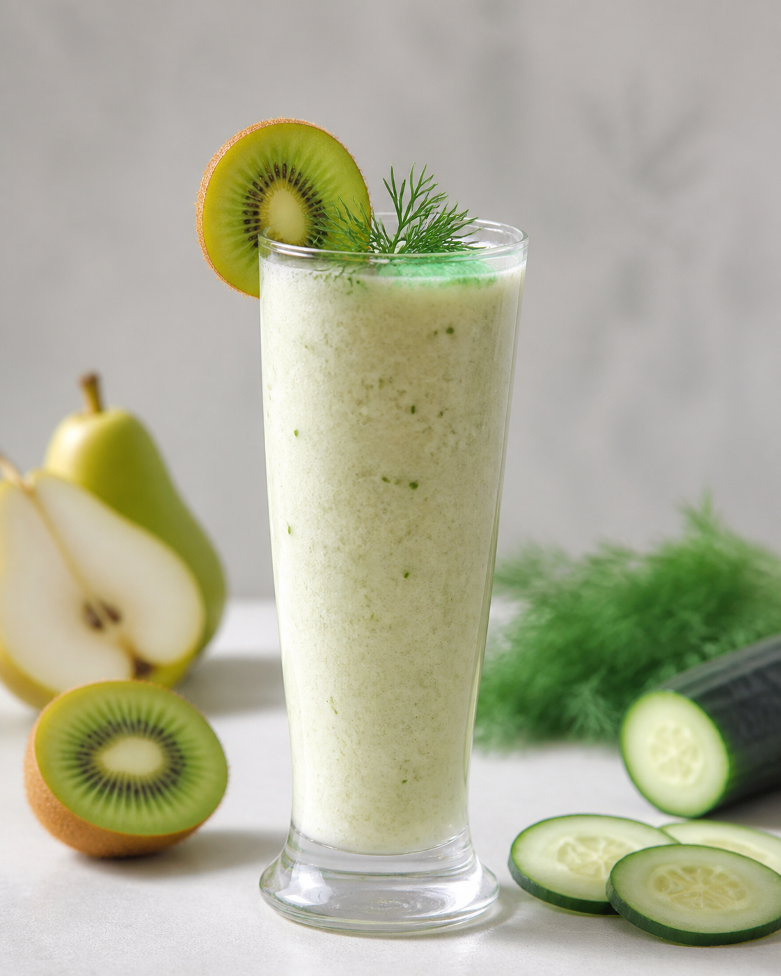 Batido Brisa Ártica de Kiwi, Pera y Kéfir con Pepino y Eneldo