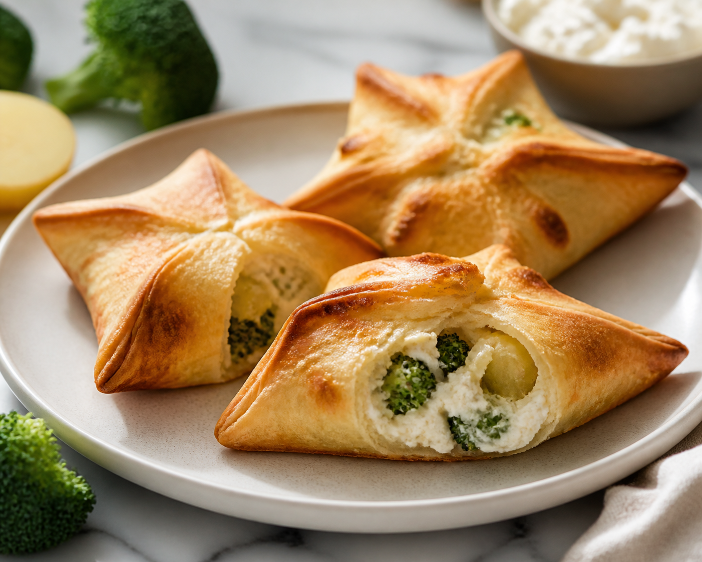 Bolsillitos Estrella de Papa, Ricotta y Brócoli