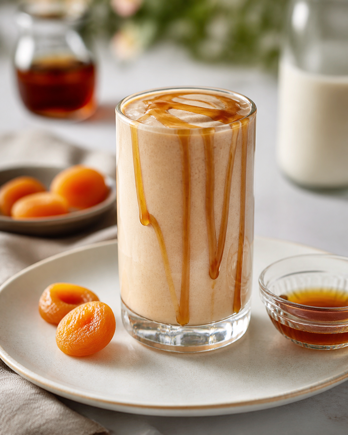 Batido Velo de Albaricoque, Té Negro y Almendra con Sirope de Dátil
