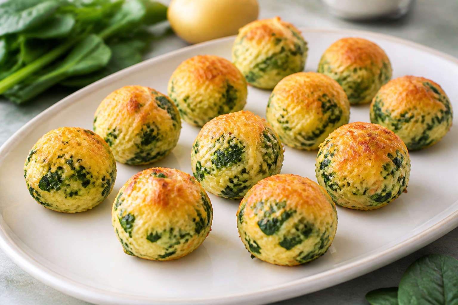 Rainbow Bites of Potato, Spinach and Cheese