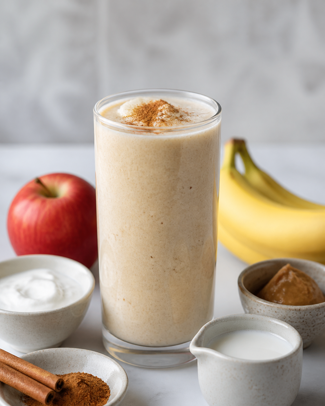 Batido Bruma Dorada de Manzana Asada, Plátano y Yogur con Miso Blanco y Canela