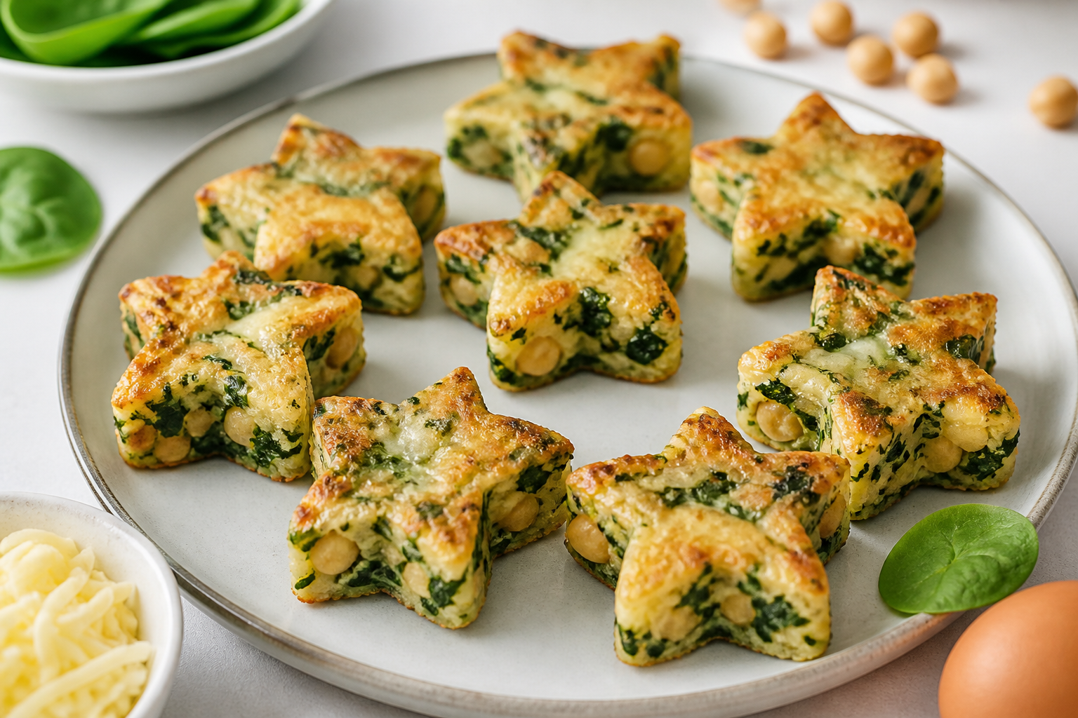 Chickpea, Cheese and Spinach Star Bites