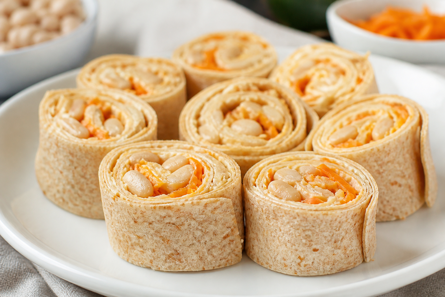 Sunny Tortilla Pinwheels with Beans and Mild Cheese