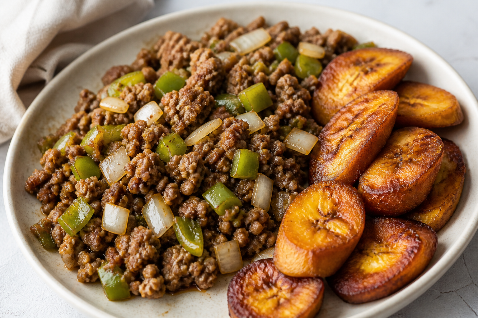 Picadillo Cubano Ahumado con Plátano Maduro Crujiente