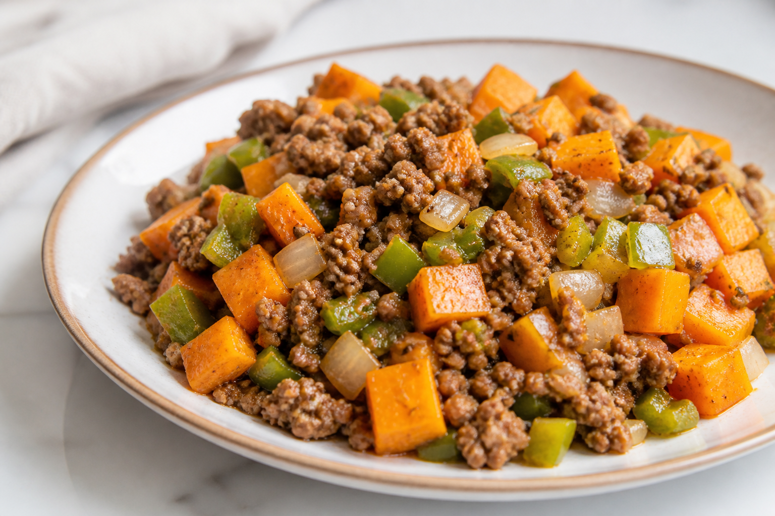 Cuban Coffee-Scented Picadillo with Golden Sweet Potato