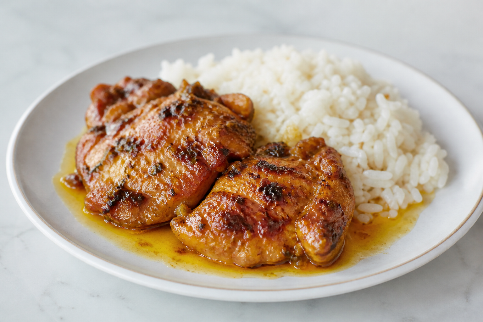 Pollo Cubano al Mojo de Naranja con Arroz de Coco Ligero