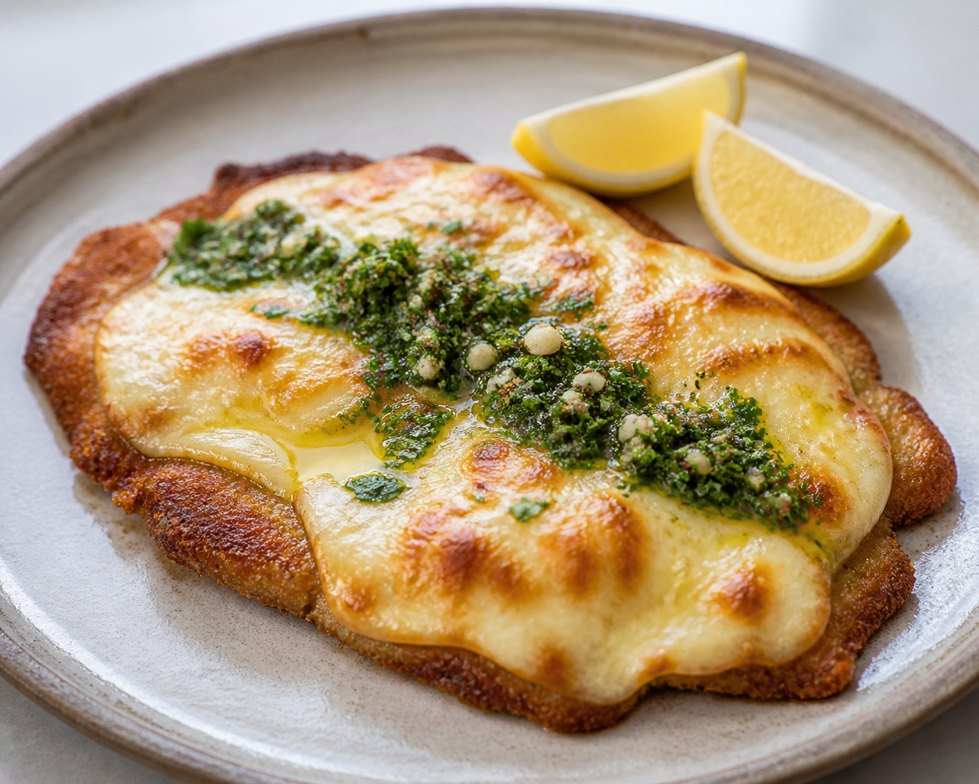 Argentinian Baked Milanesas with Provoleta Crust and Lemon Chimichurri