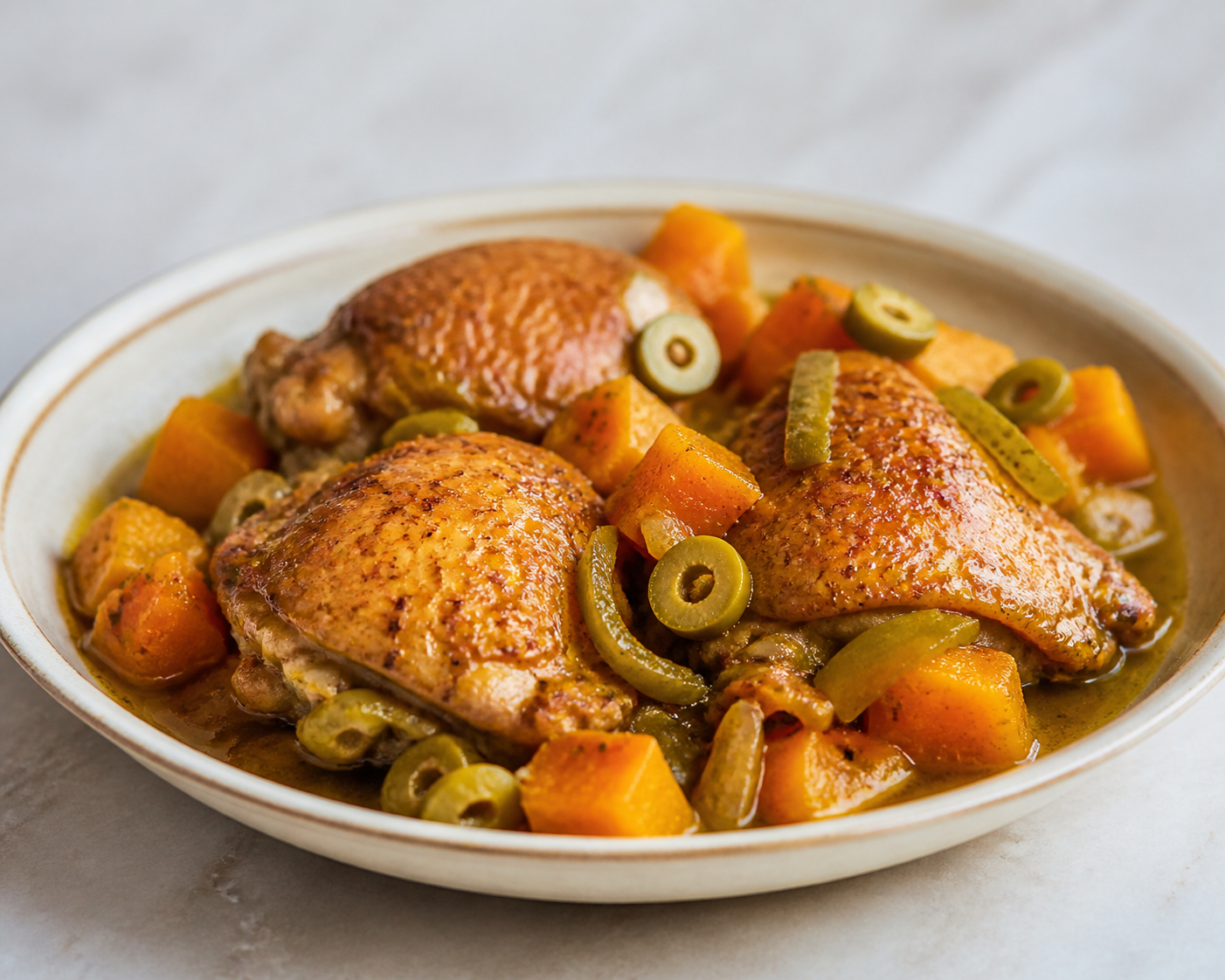 Puerto Rican Braised Chicken with Pumpkin and Olives