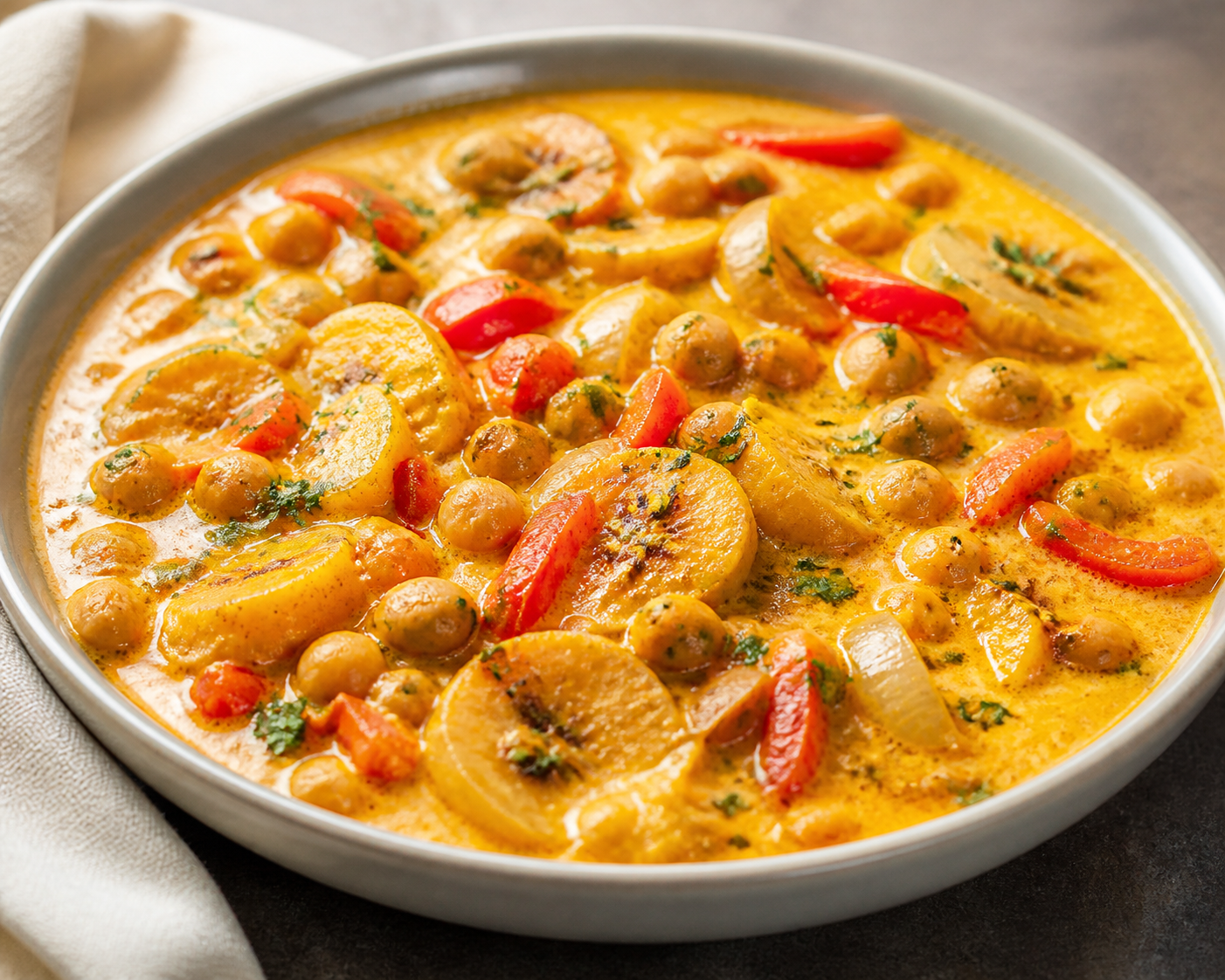 Creamy Chickpea, Coconut and Plantain Moqueca