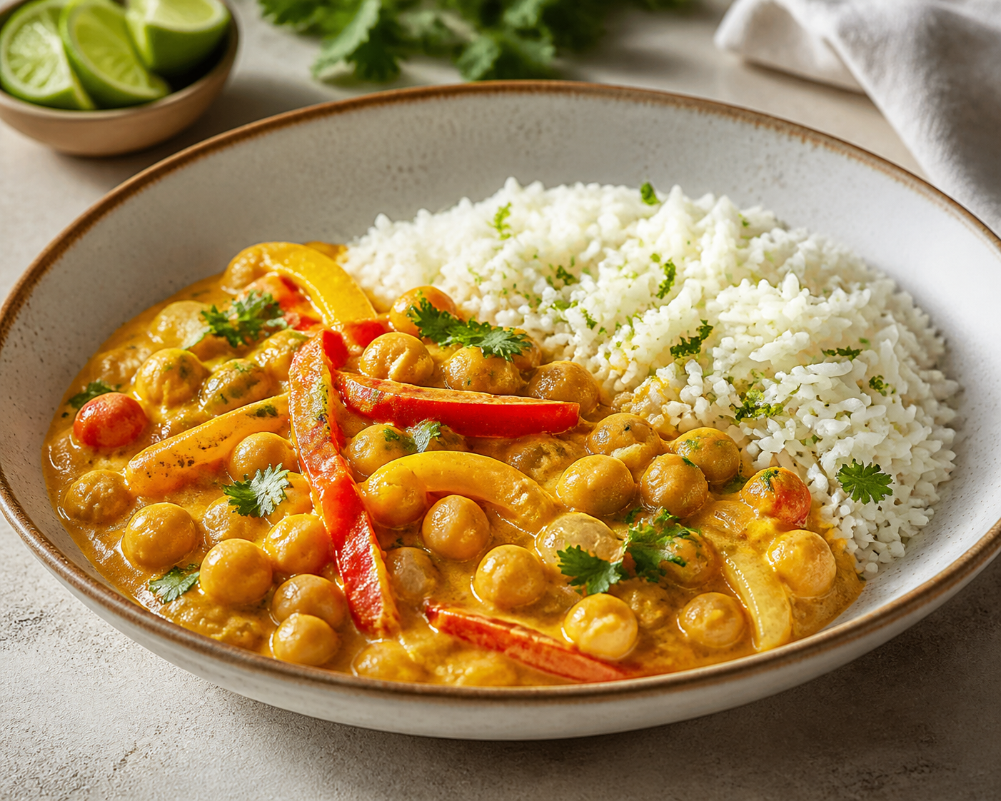 Creamy Chickpea Coconut Moqueca with Lime Rice