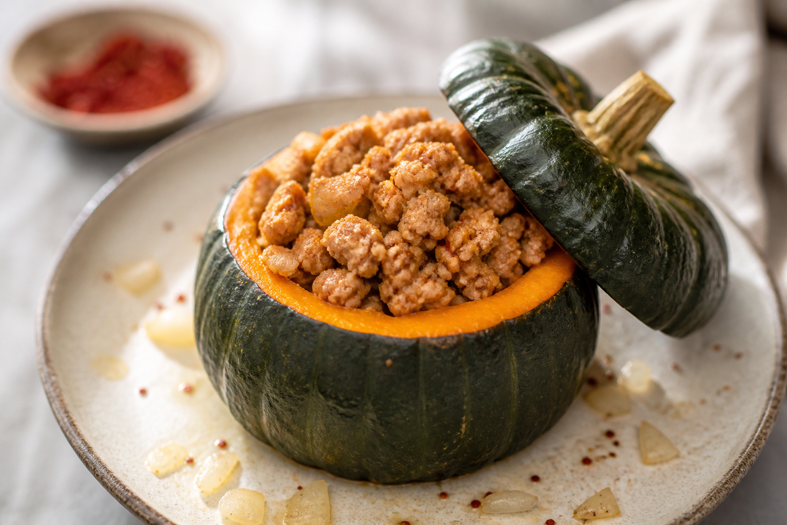 Chilean Stuffed Squash with Turkey Pino and Merkén