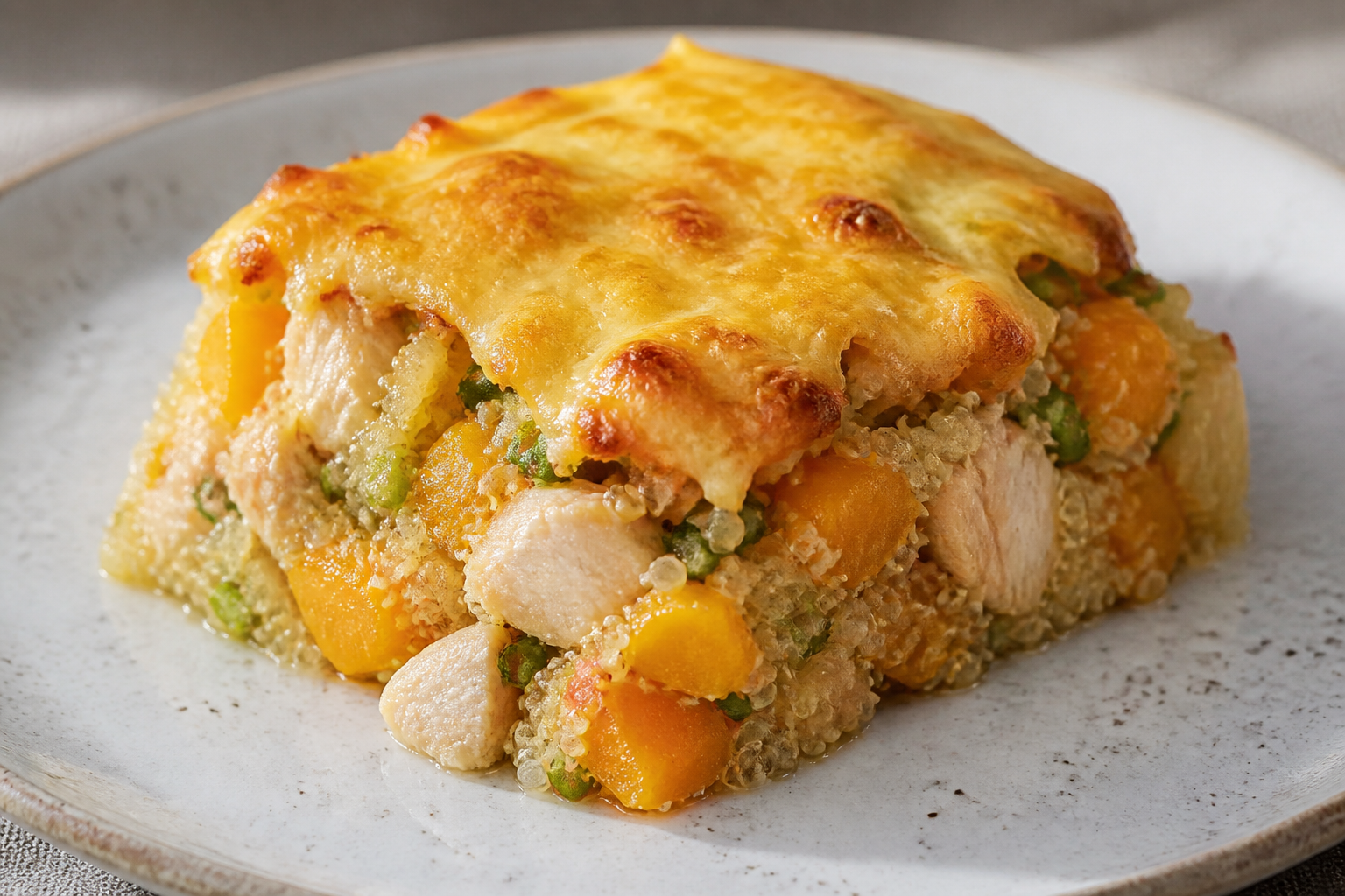 Bogotá-Style Quinoa, Chicken and Pumpkin Casserole with Cheese Crust