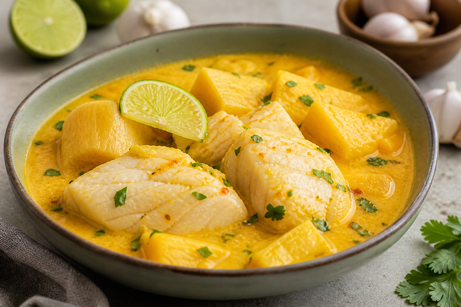 Peruvian Fish Stew with Coconut, Ají Amarillo and Golden Yuca