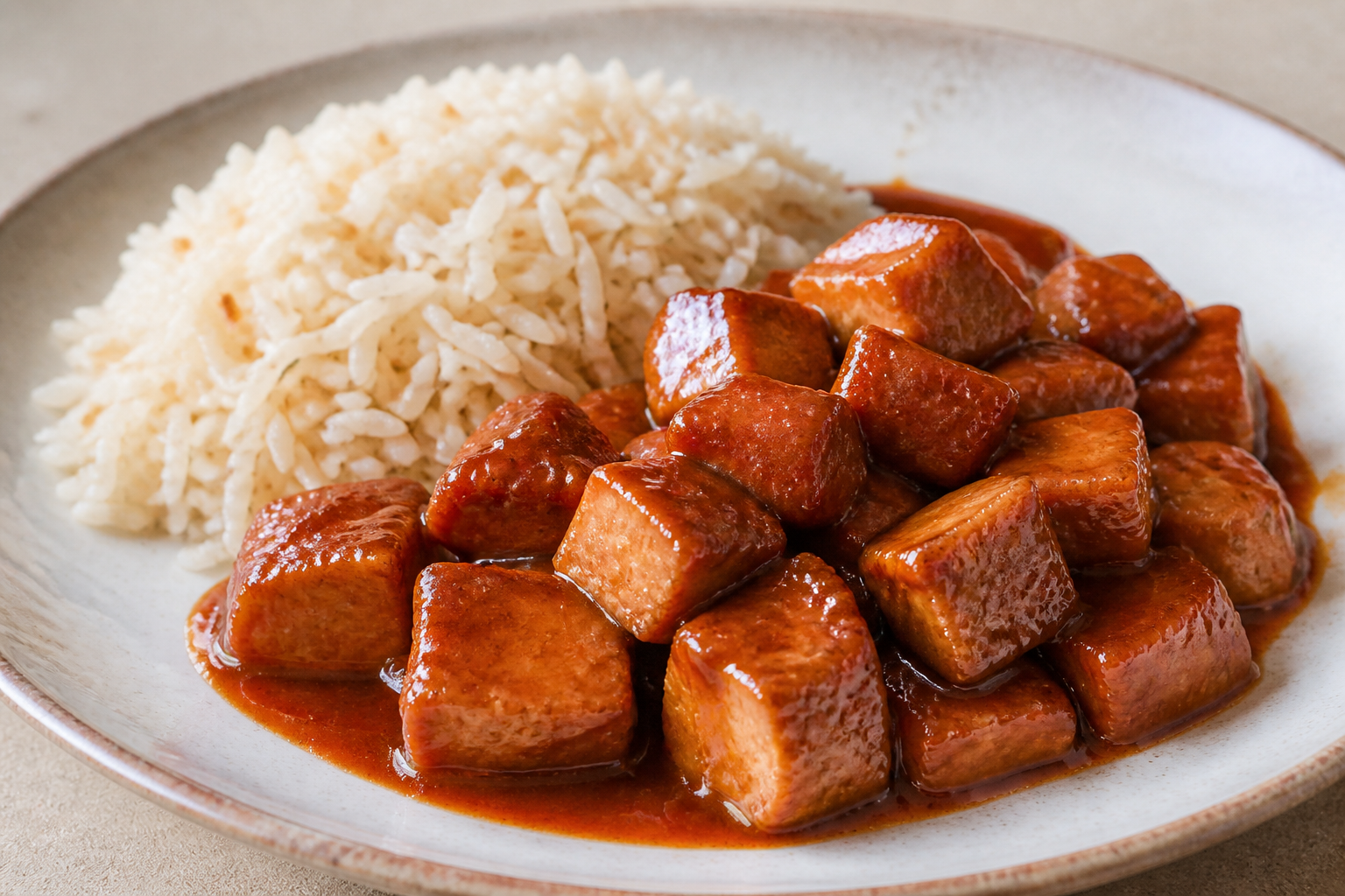 Cerdo Cubano en Salsa de Guayaba y Limón con Arroz de Ajo Tostado