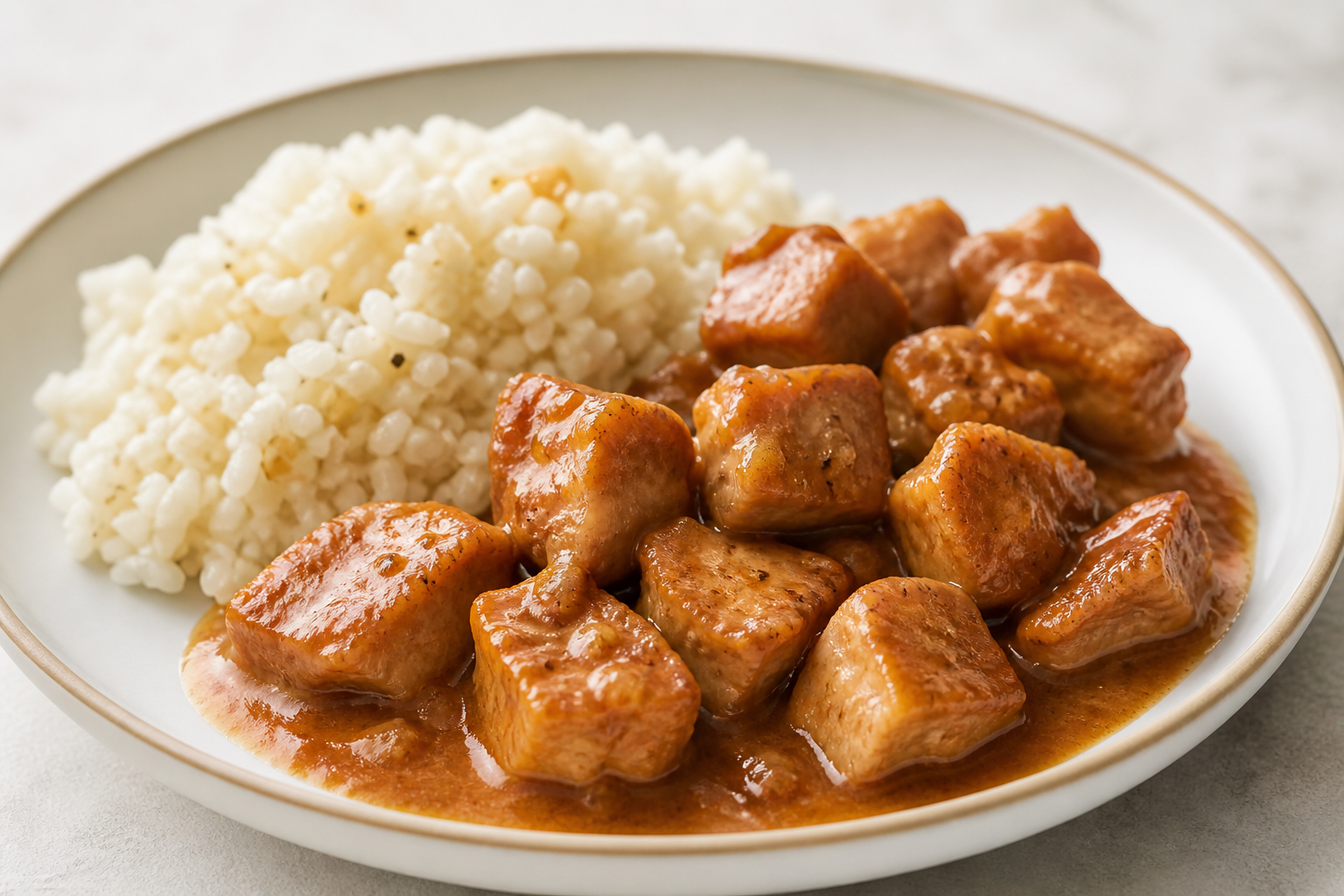 Cuban Pork in Guava-Lime Sauce with Garlic Rice