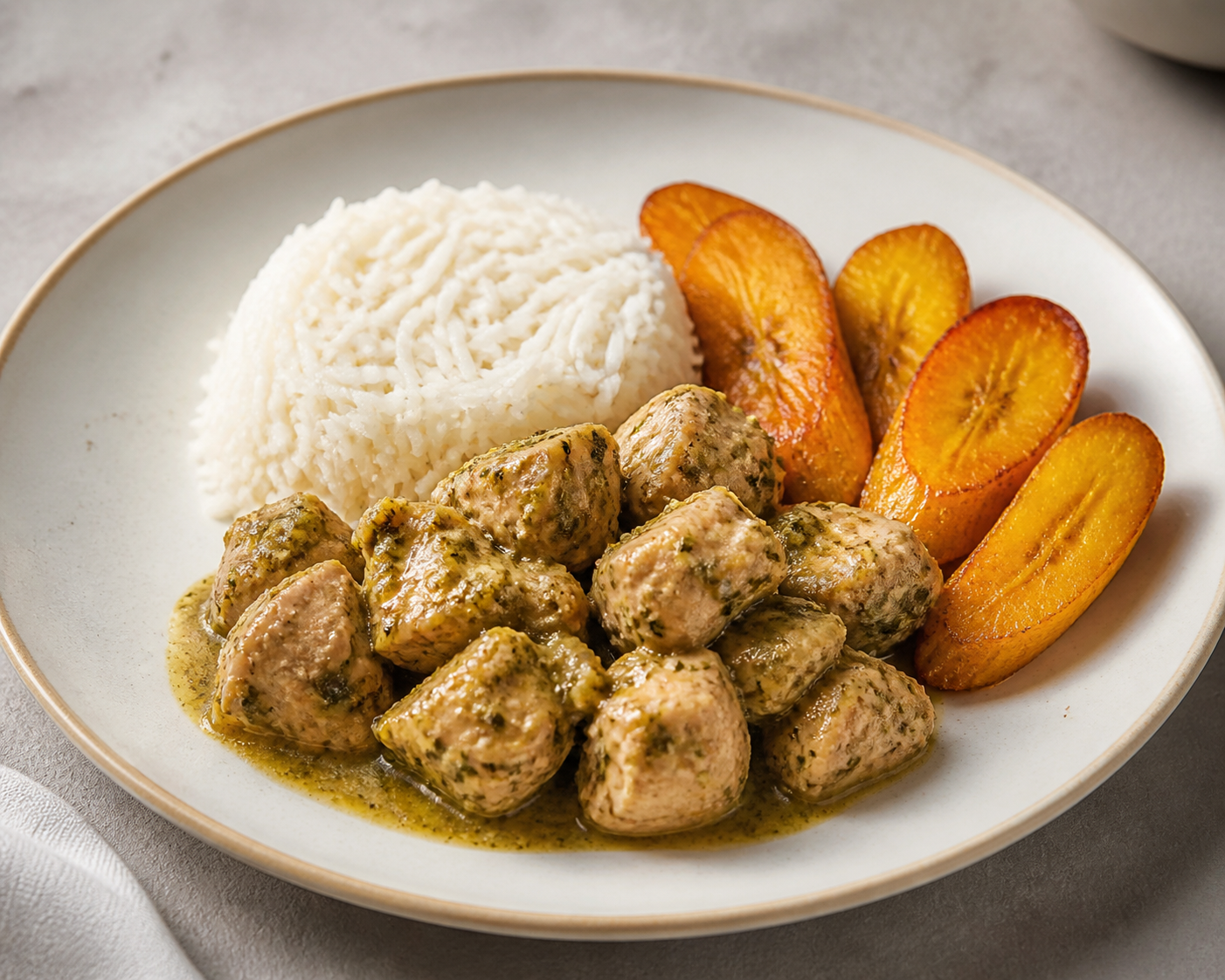Seco Suave de Pavo con Sambo Asado y Arroz de Coco