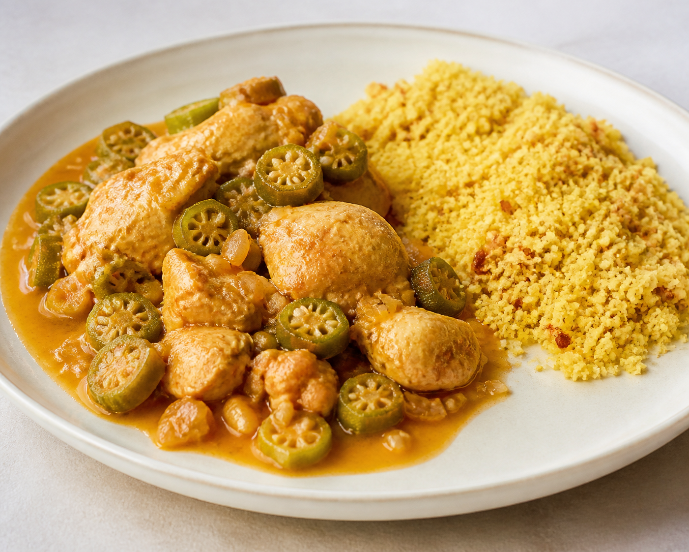 Brazilian Chicken, Okra and Coconut Stew with Toasted Corn Farofa