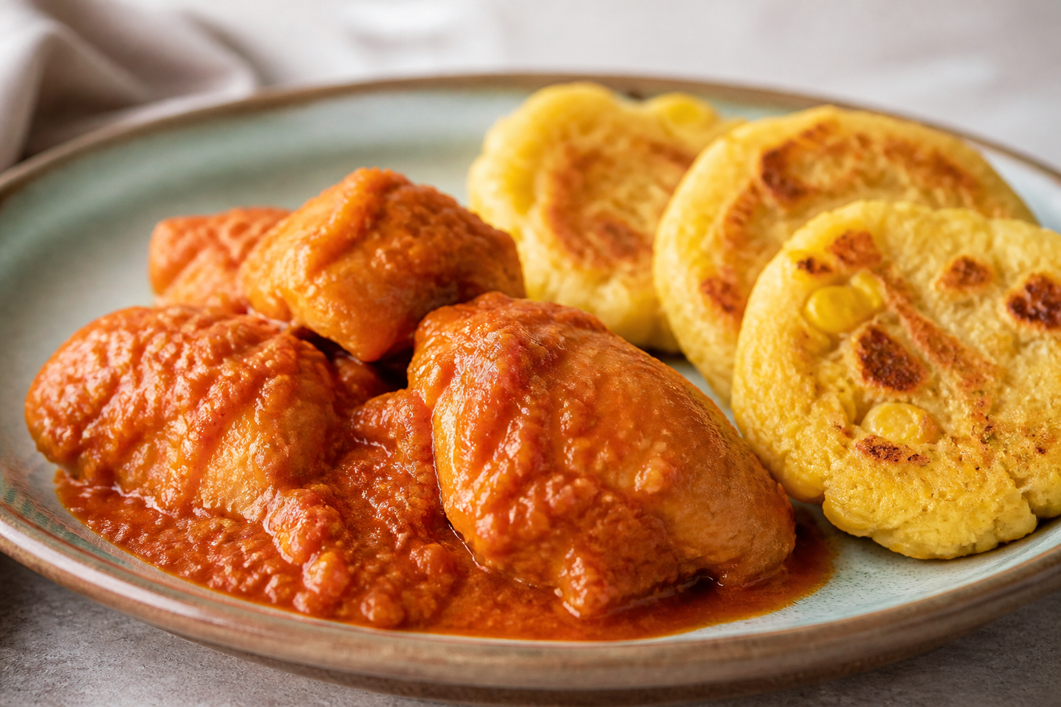 Honduran Chicken in Jicaro Seed and Annatto Sauce with Golden Montucas