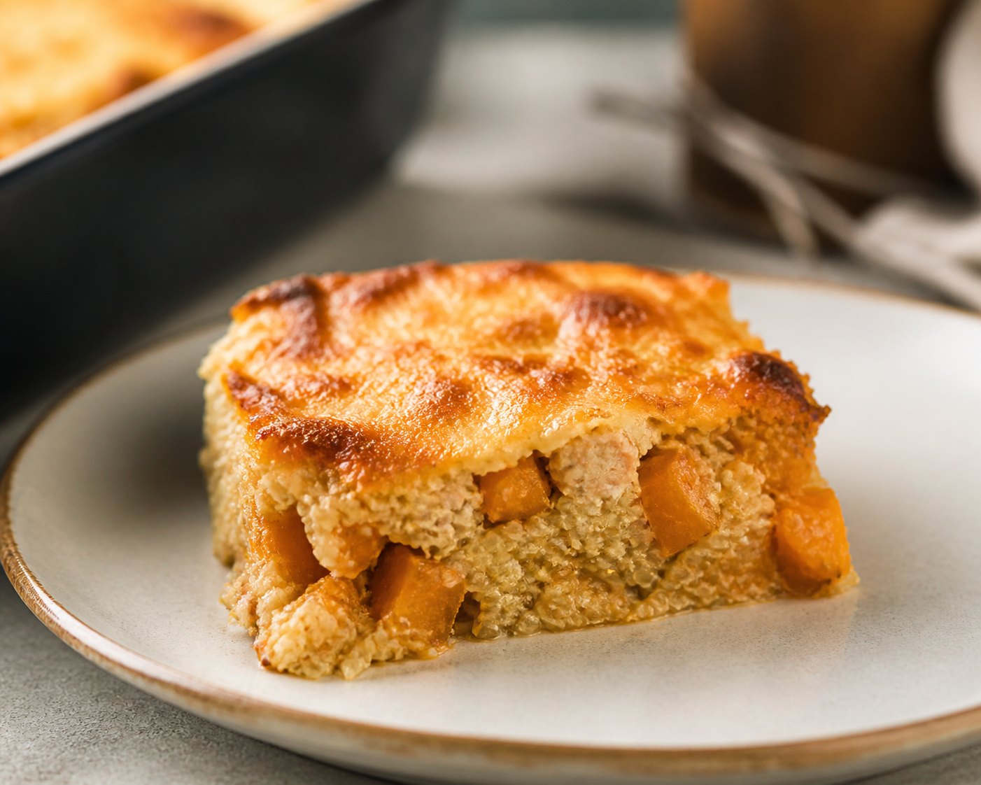 Colombian Quinoa, Turkey and Pumpkin Casserole with Cheese Crust