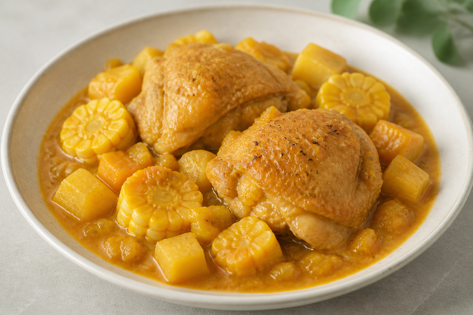 Sudado Criollo de Pollo con Arracacha, Mazorca y Salsa de Tomate de Árbol