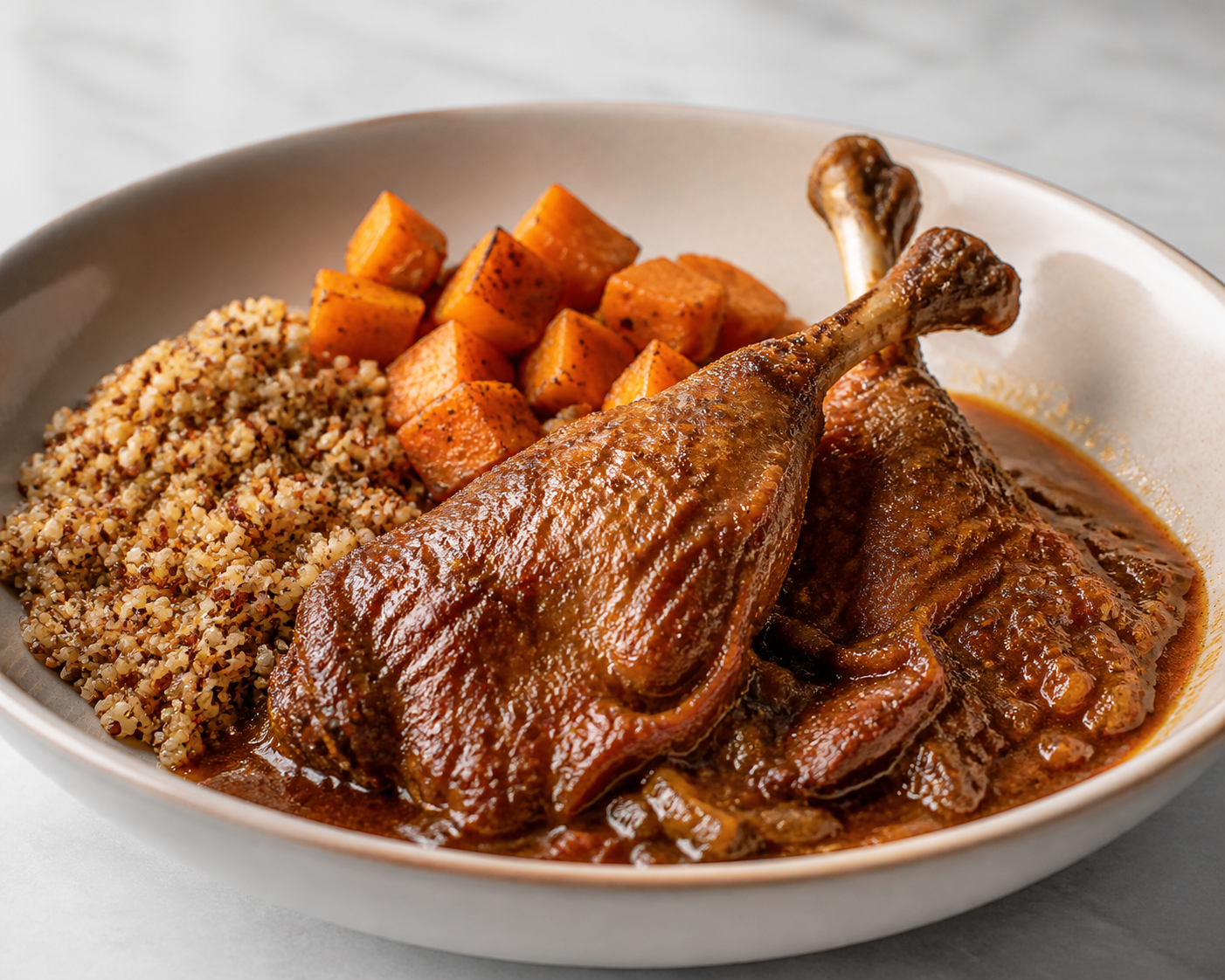 Ecuadorian Tamarind Duck Stew with Toasted Quinoa and Roasted Squash