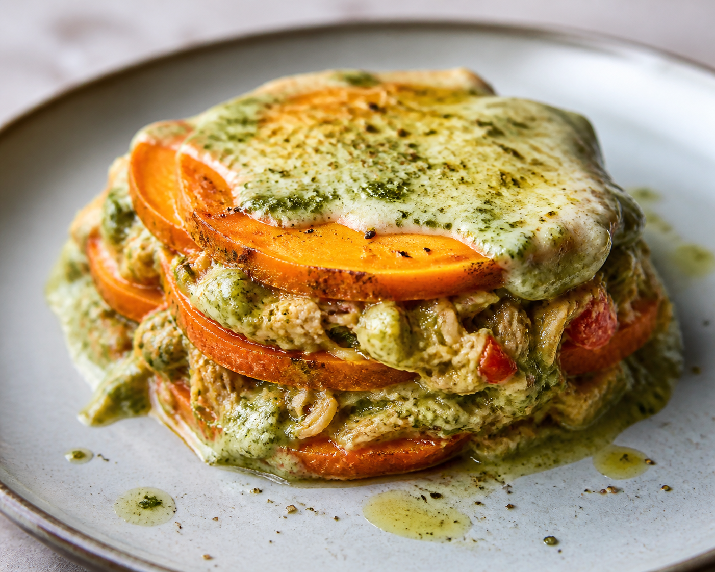Puerto Rican Sweet Potato Pastelón with Stewed Cod and Coconut Recao Bechamel