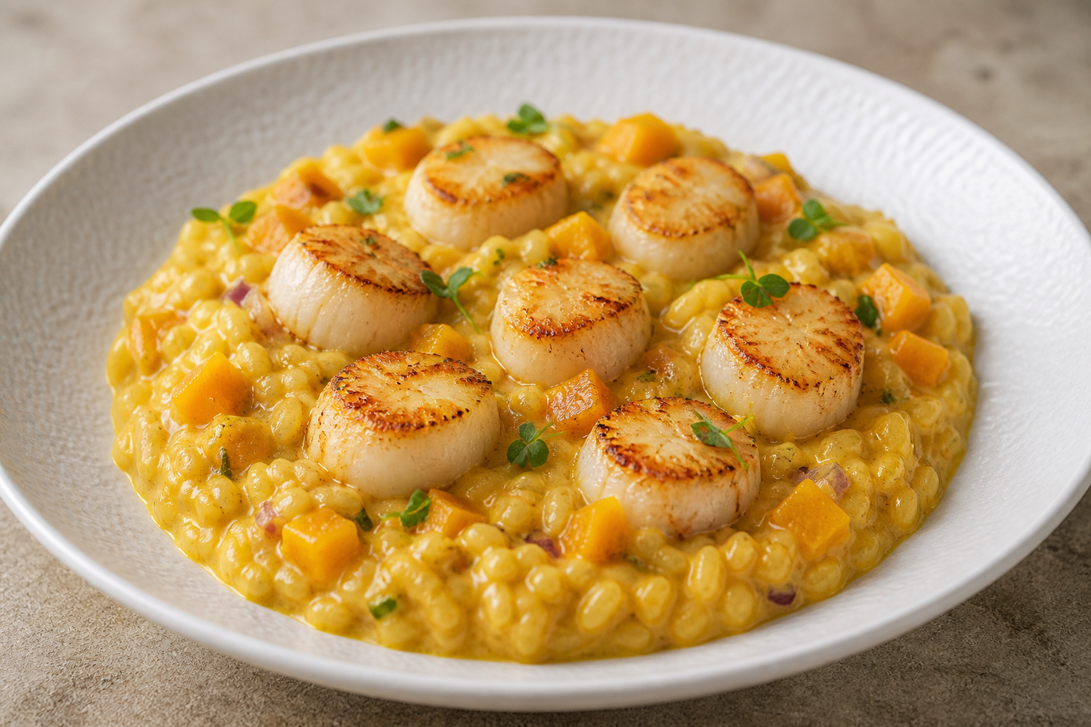Peruvian Creamy Rice with Scallops, Squash, and Aji Amarillo