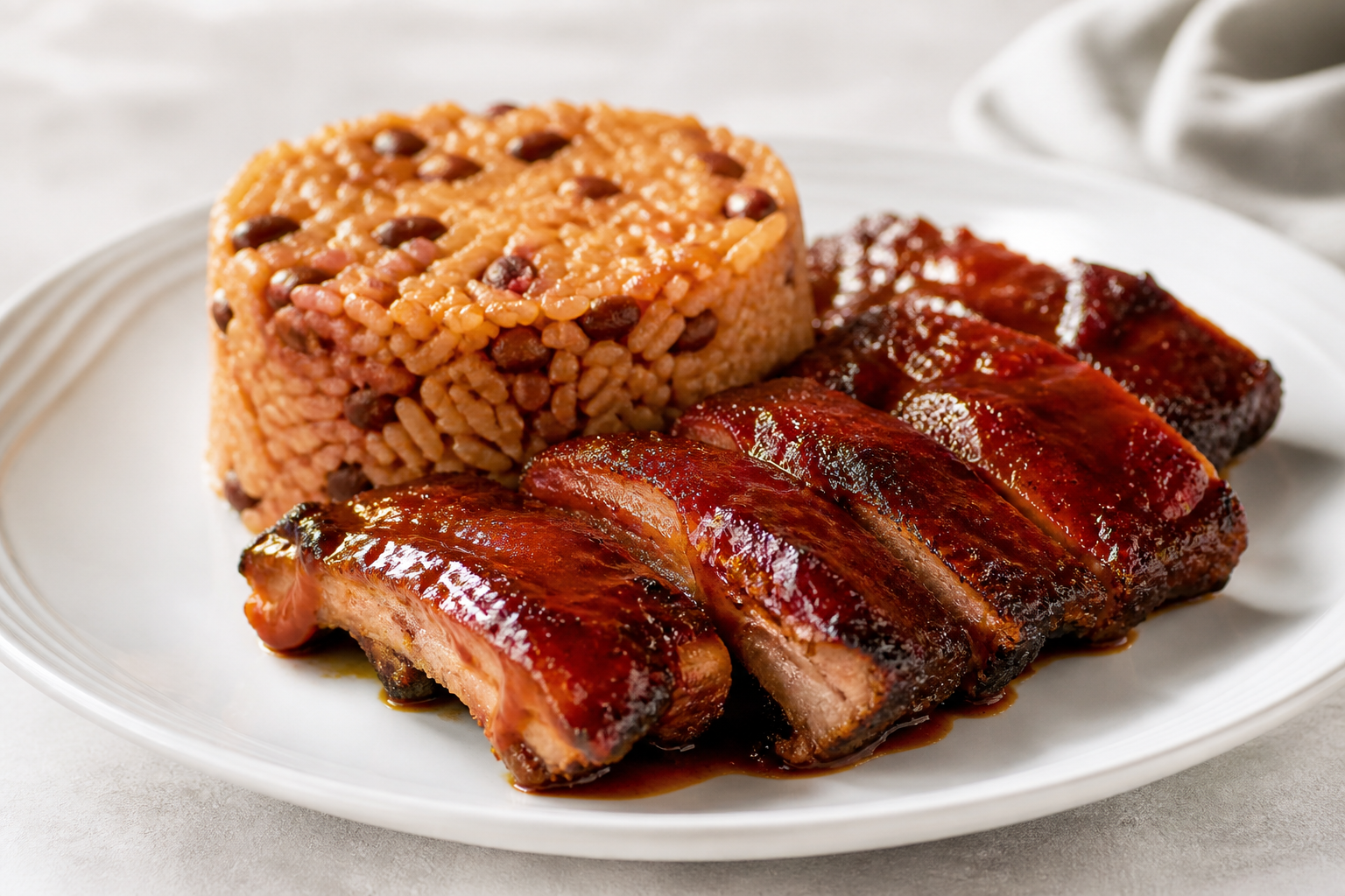 Puerto Rican Rice-and-Pigeon Pea Timbale with Guava-Glazed Ribs