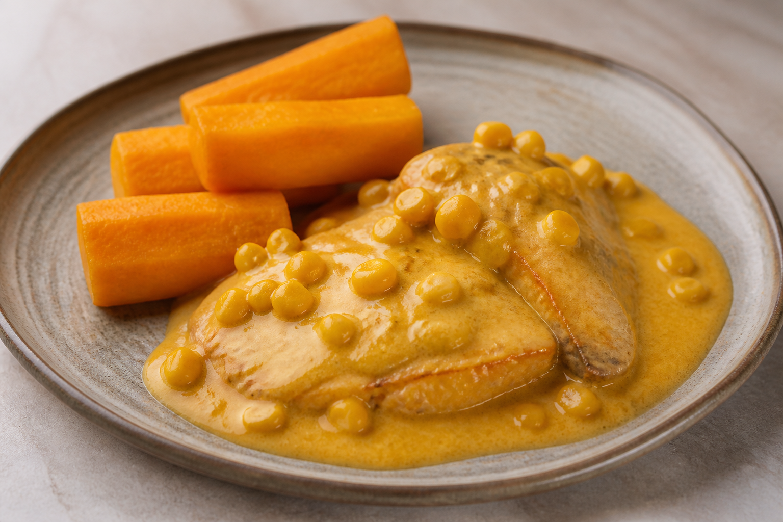 Highland trout encocado with corn and achiote-golden yuca