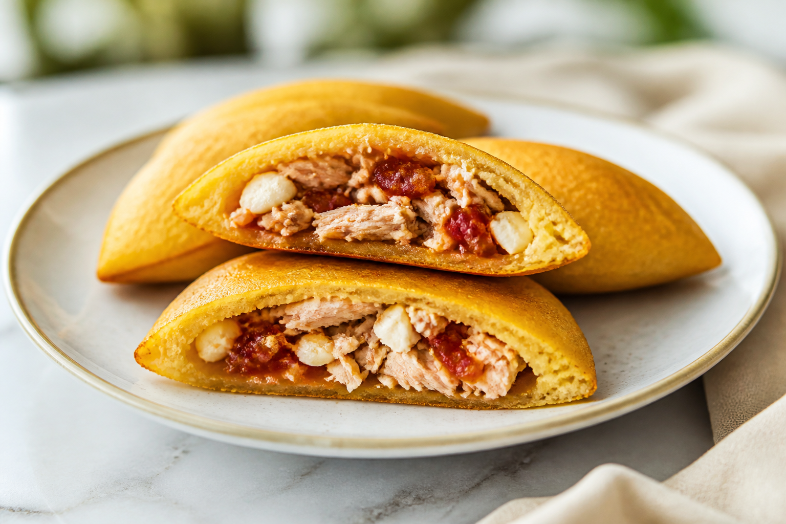 Pastelitos Caraqueños de Maíz Pilado con Pavo al Papelón, Guayaba Picante y Queso Blanco