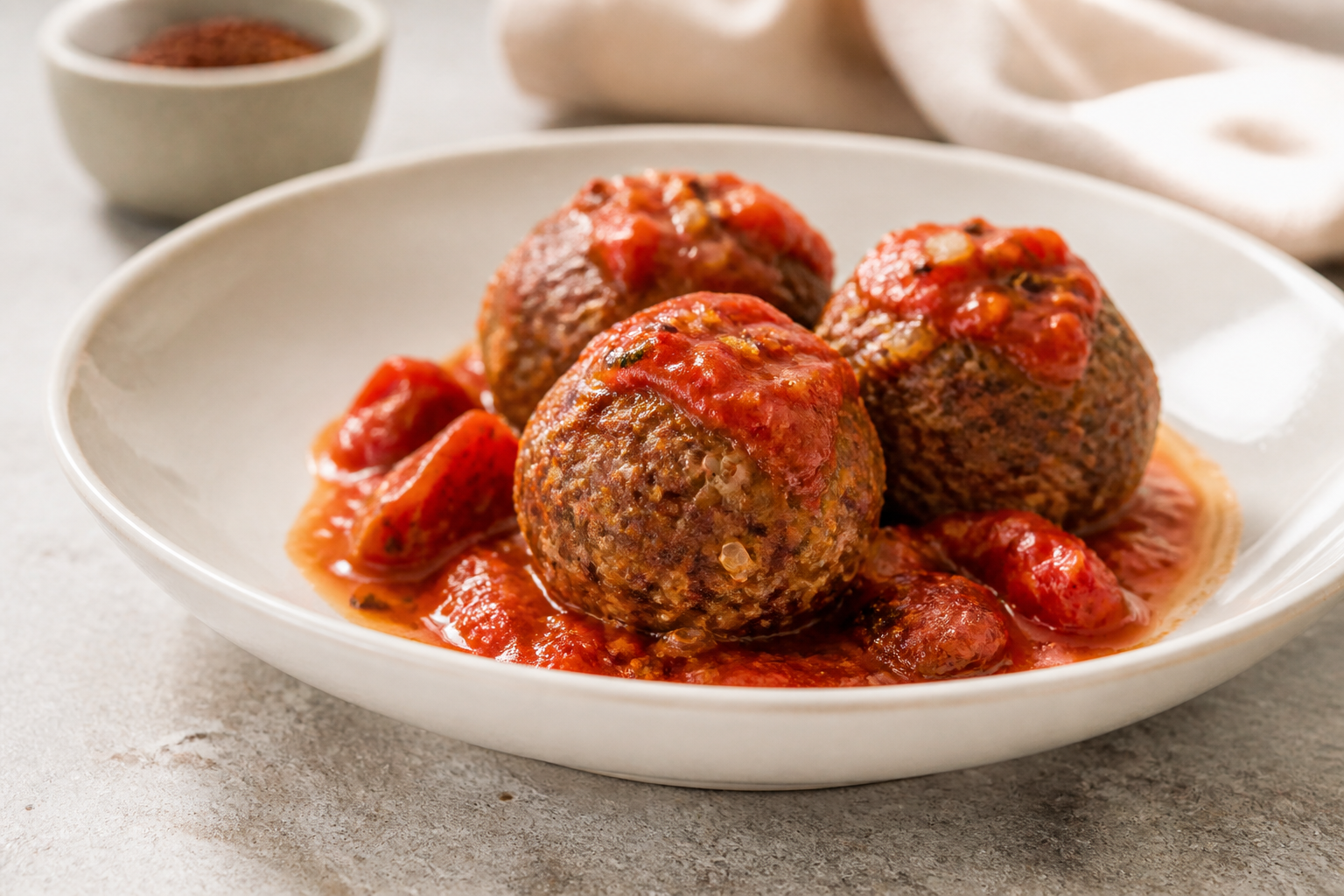 Chilean Lamb and Quinoa Meatballs in Roasted Tomato Merkén Sauce