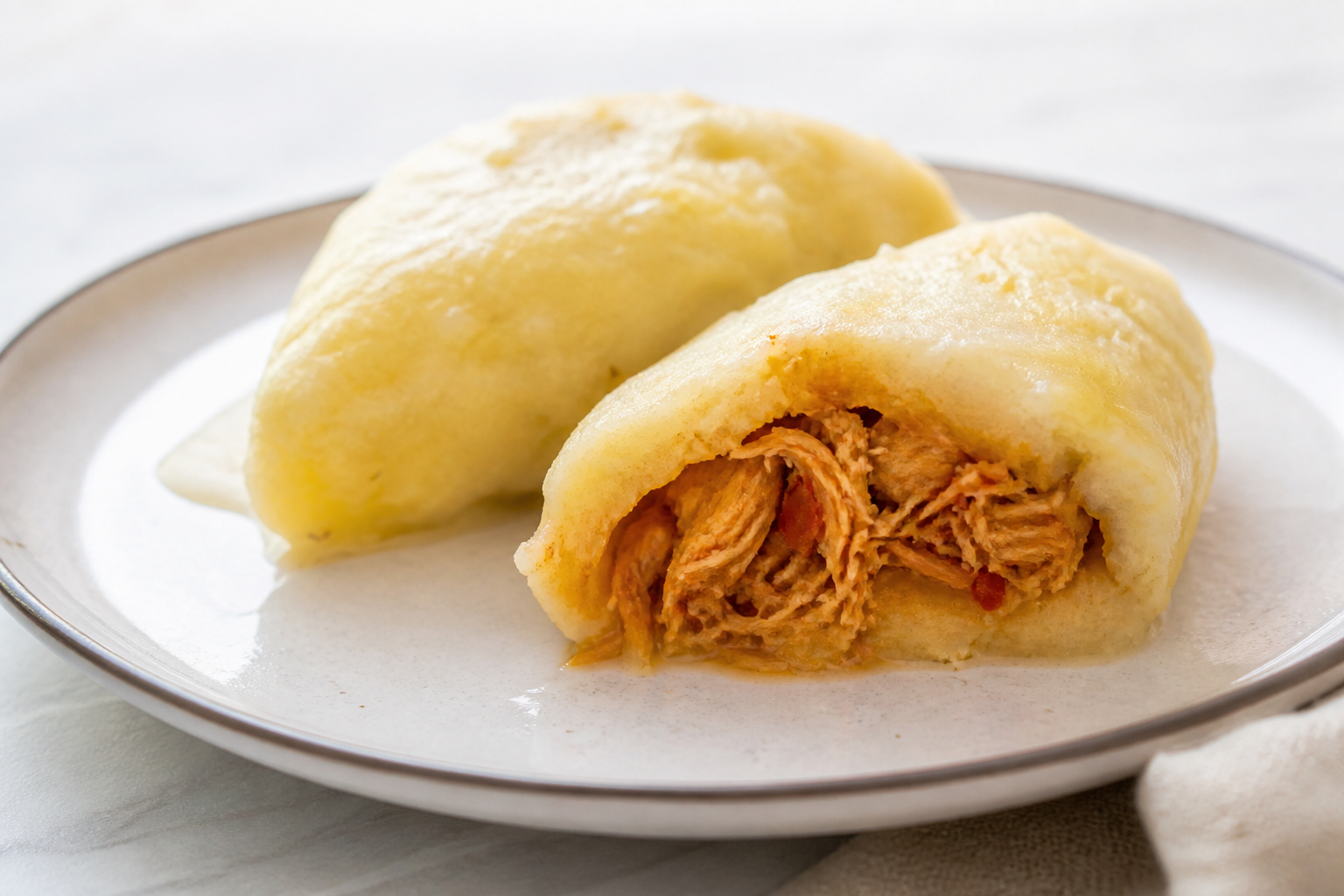 Bollitos de Yuca y Coco con Relleno de Cazón al Ají Dulce