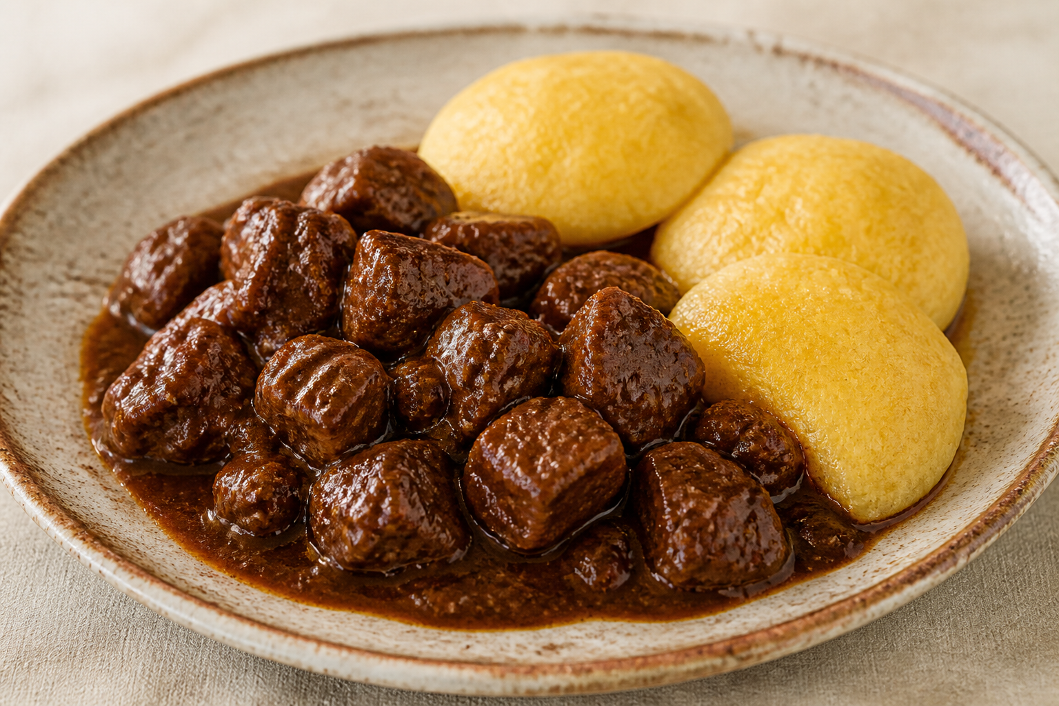 Honduran Beef in Tamarind and Dried Pepper Adobo with Tender Sweet Corn Montucas