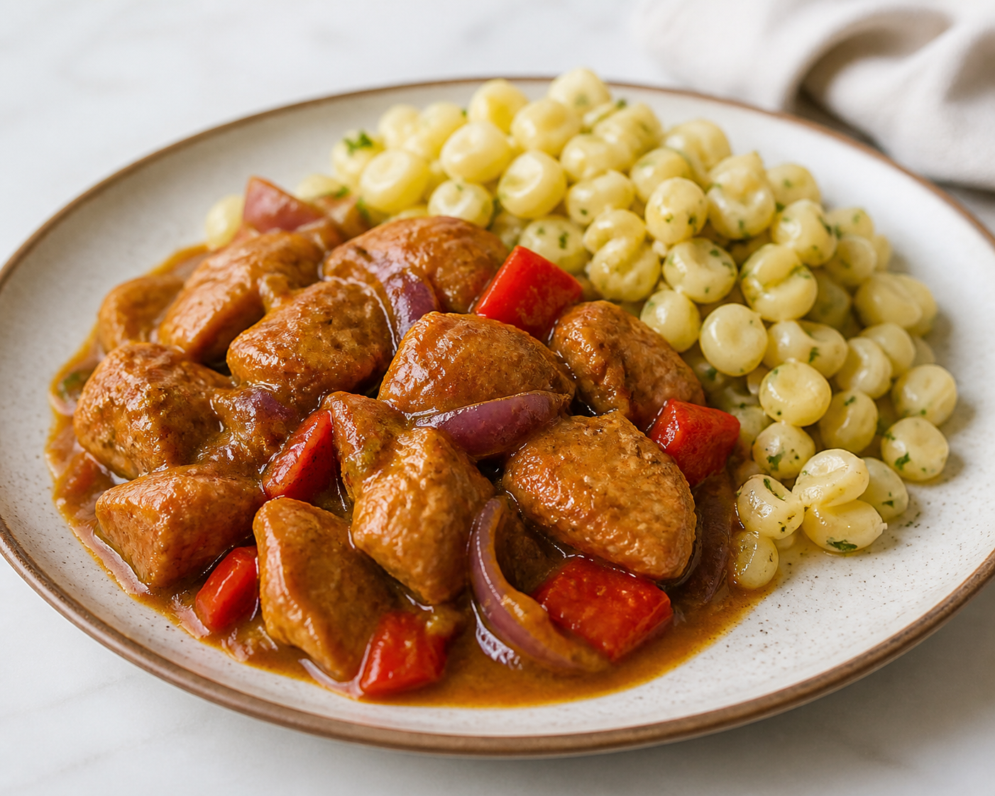 Turkey Seco with Tamarind and Panela, served with Sautéed Hominy, Corn, and Herbs