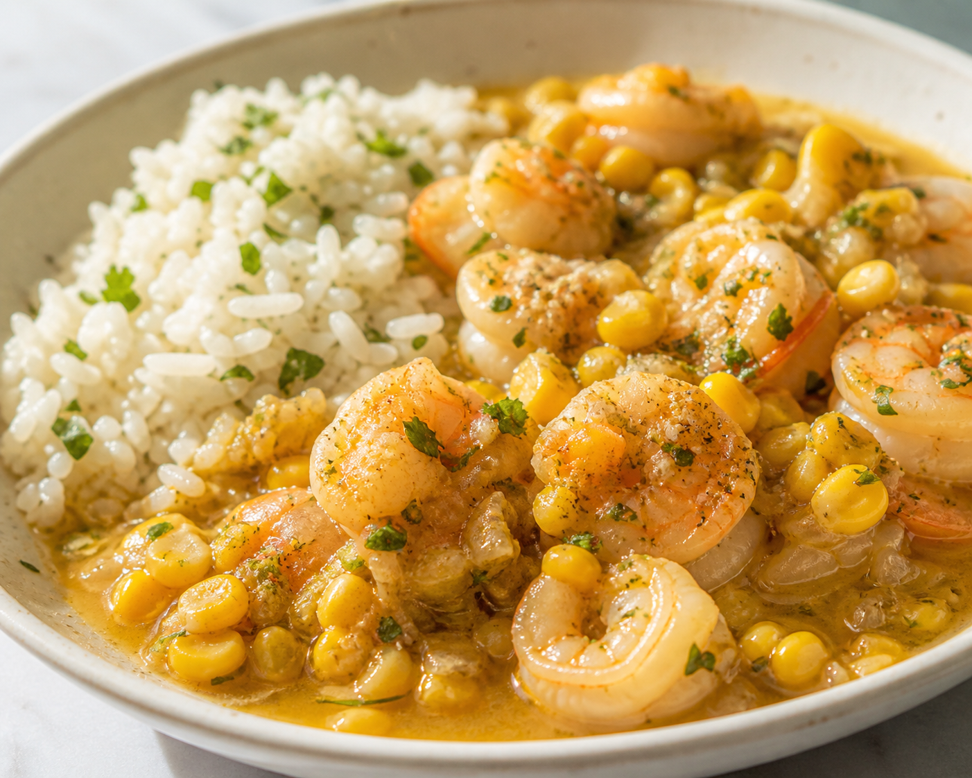 Cuban Shrimp and Corn Cazuela with Garlic Lime Rice