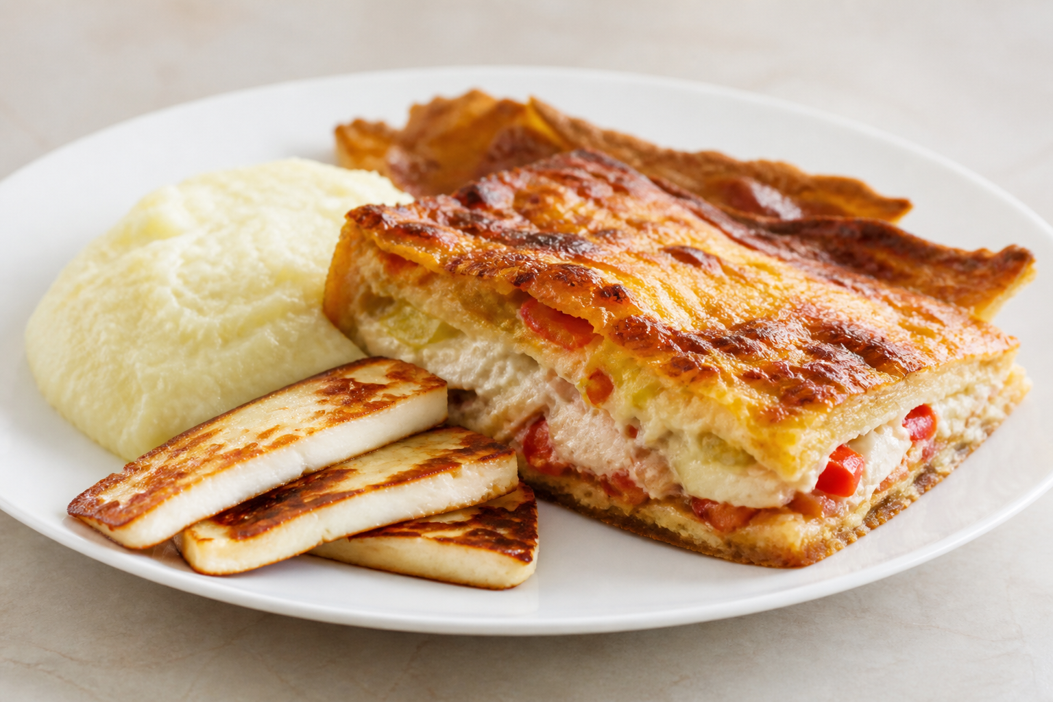 Bacalao Dominicano Gratinado con Majado de Yuca, Ajíes Dulces y Costra de Casabe