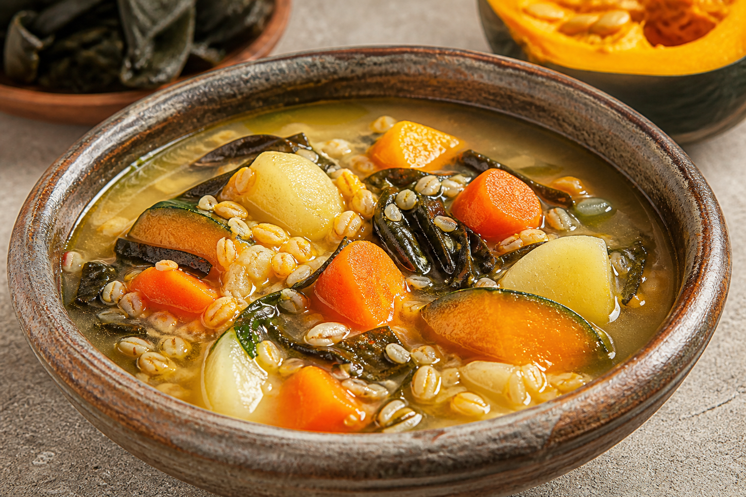 Carbonada Chilena de Cochayuyo, Zapallo y Arroz Tostado