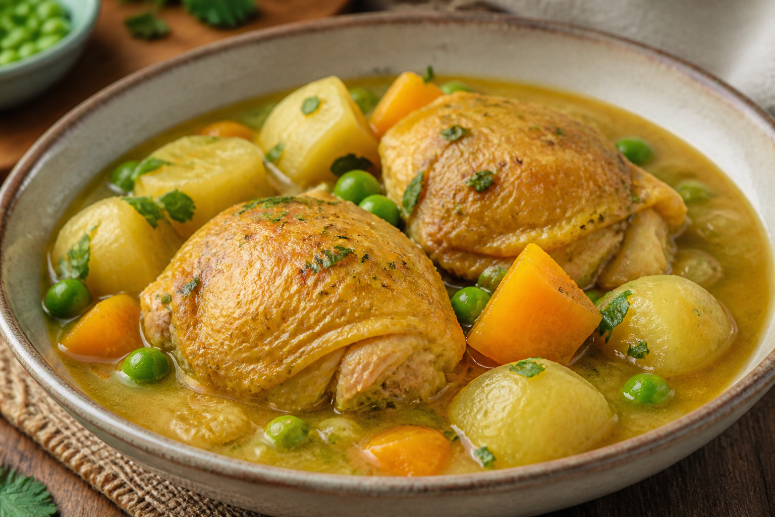 Sudado Colombiano de Pollo con Arracacha, Tomate de Árbol y Arveja Tierna