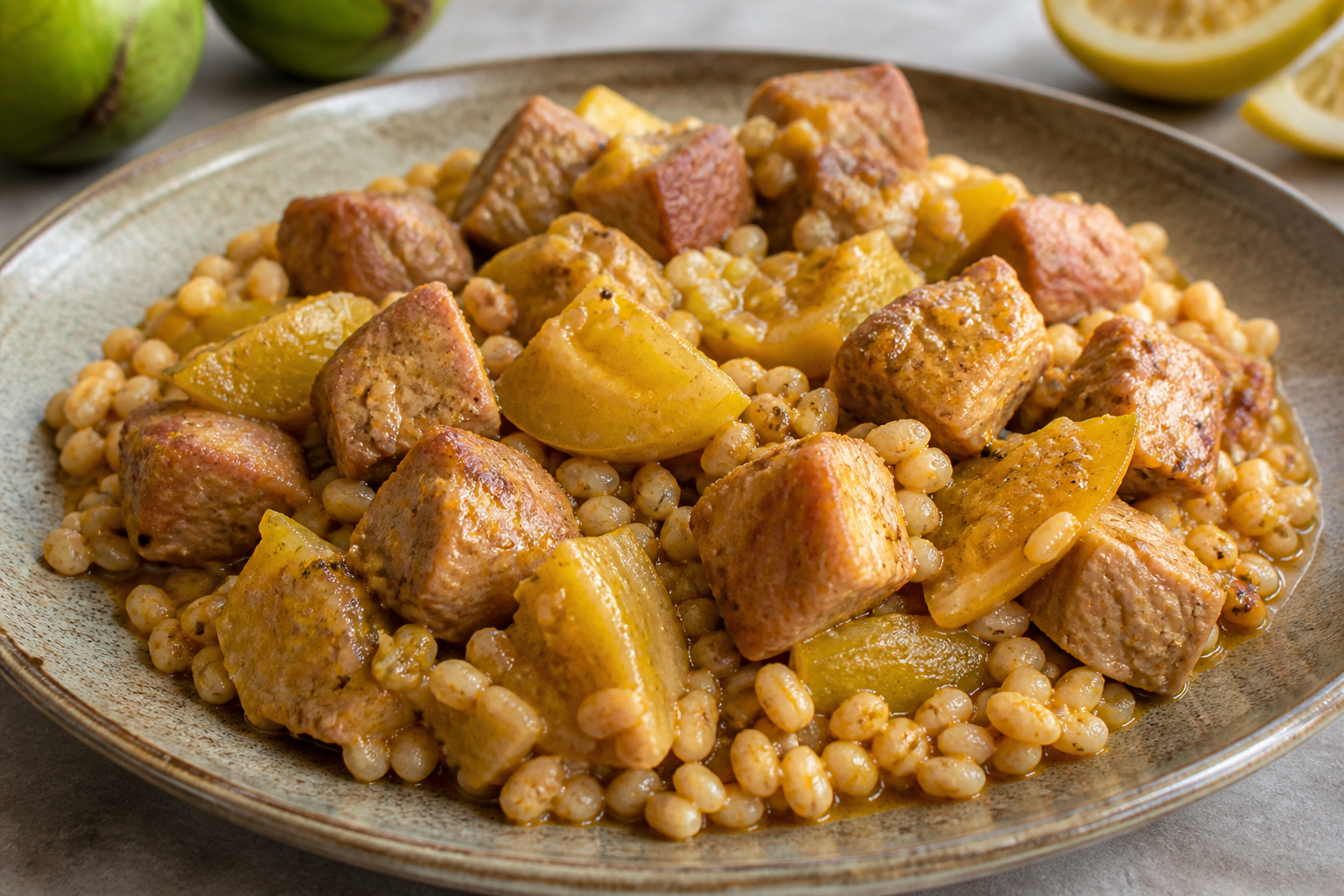Pork Seco with Tree Tomato and Tender Barley