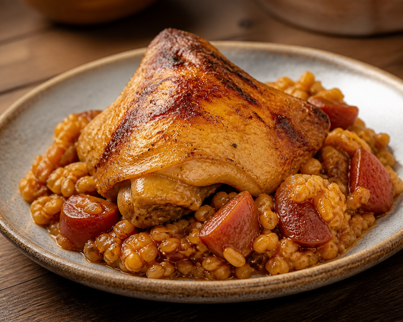 Chicken Seco with Tamarillo and Tender Barley