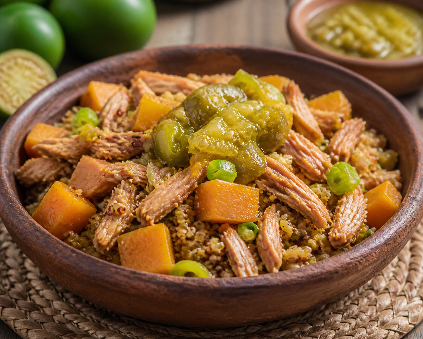 Cazuela Colombiana de Pavo Ahumado, Quinua, Ahuyama y Hogao de Lulo