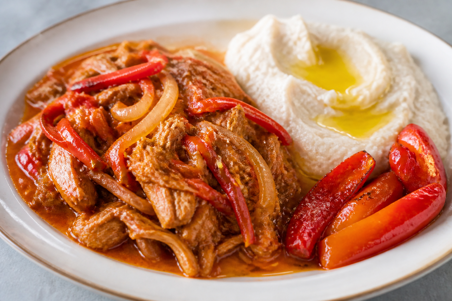 Cuban Turkey Ropa Vieja with Gentle Mojo Malanga and Roasted Peppers