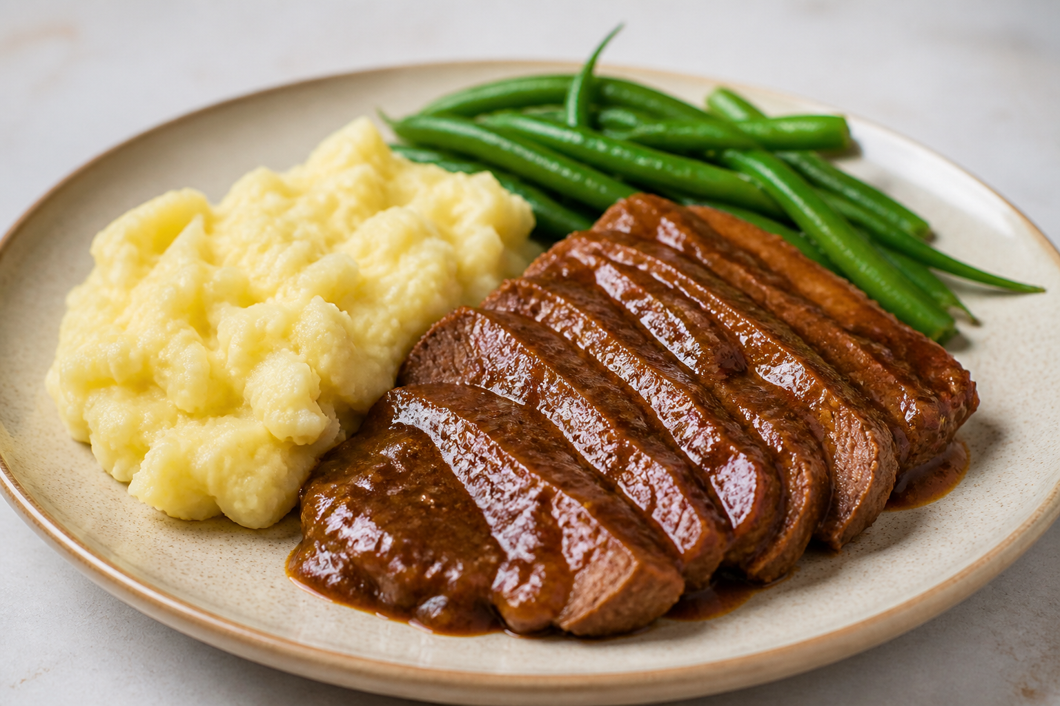 Sobrebarriga Criolla en Salsa de Cacao y Tomate de Árbol con Mote de Maíz Pelao y Ensalada Tibia de Habichuelas